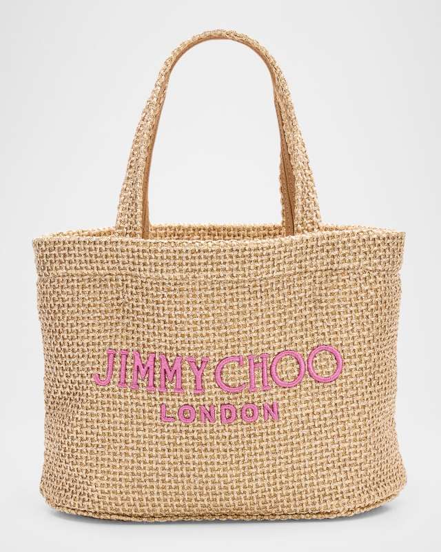 Mini Metallic Raffia Beach Tote Bag
